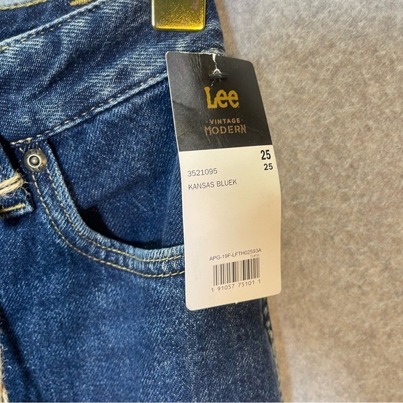 Lee High Rise Button Kansas Blue Dark Wash Denim Midi Skirt - Picture 4 of 8